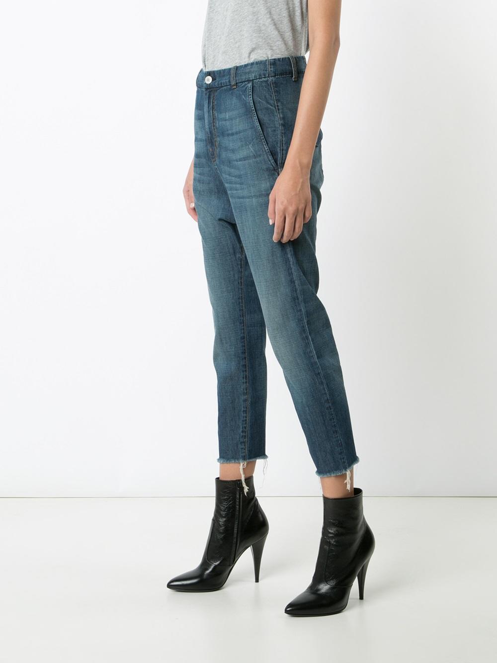 drop-crotch cropped jeans 