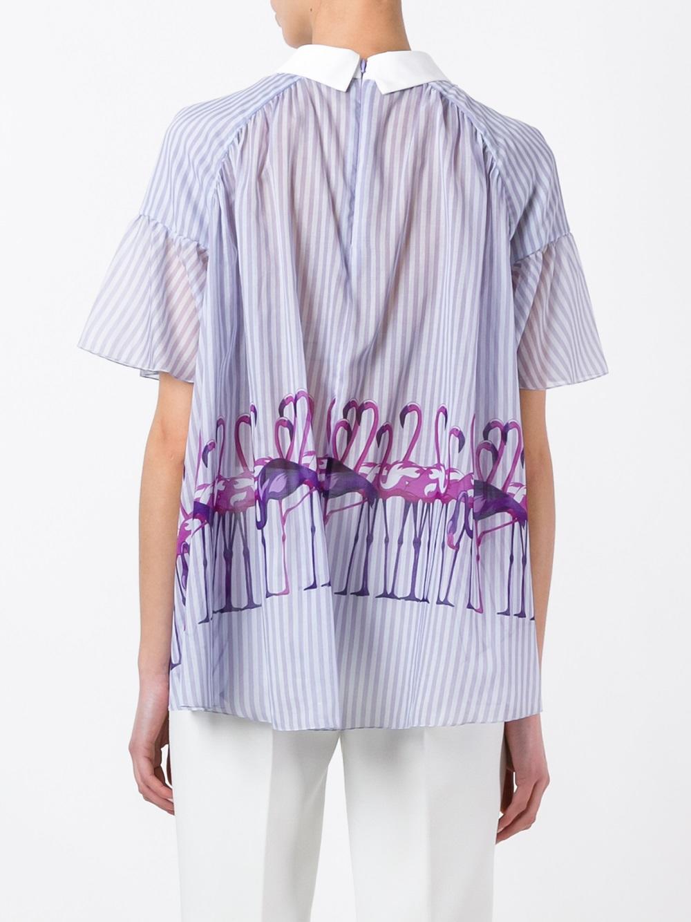 flamingo print blouse 
