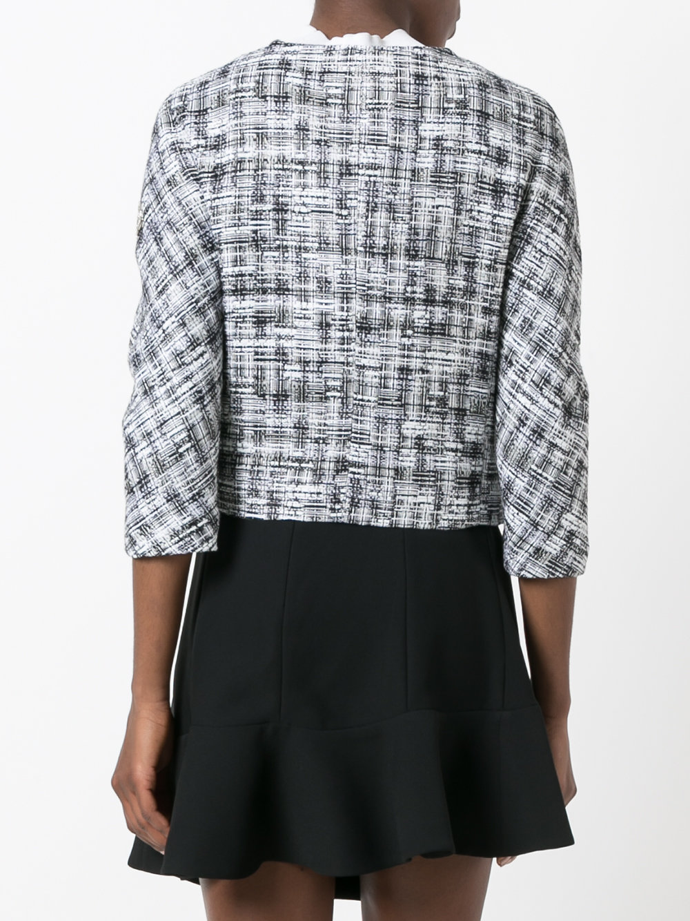 jacquard trim cropped jacket