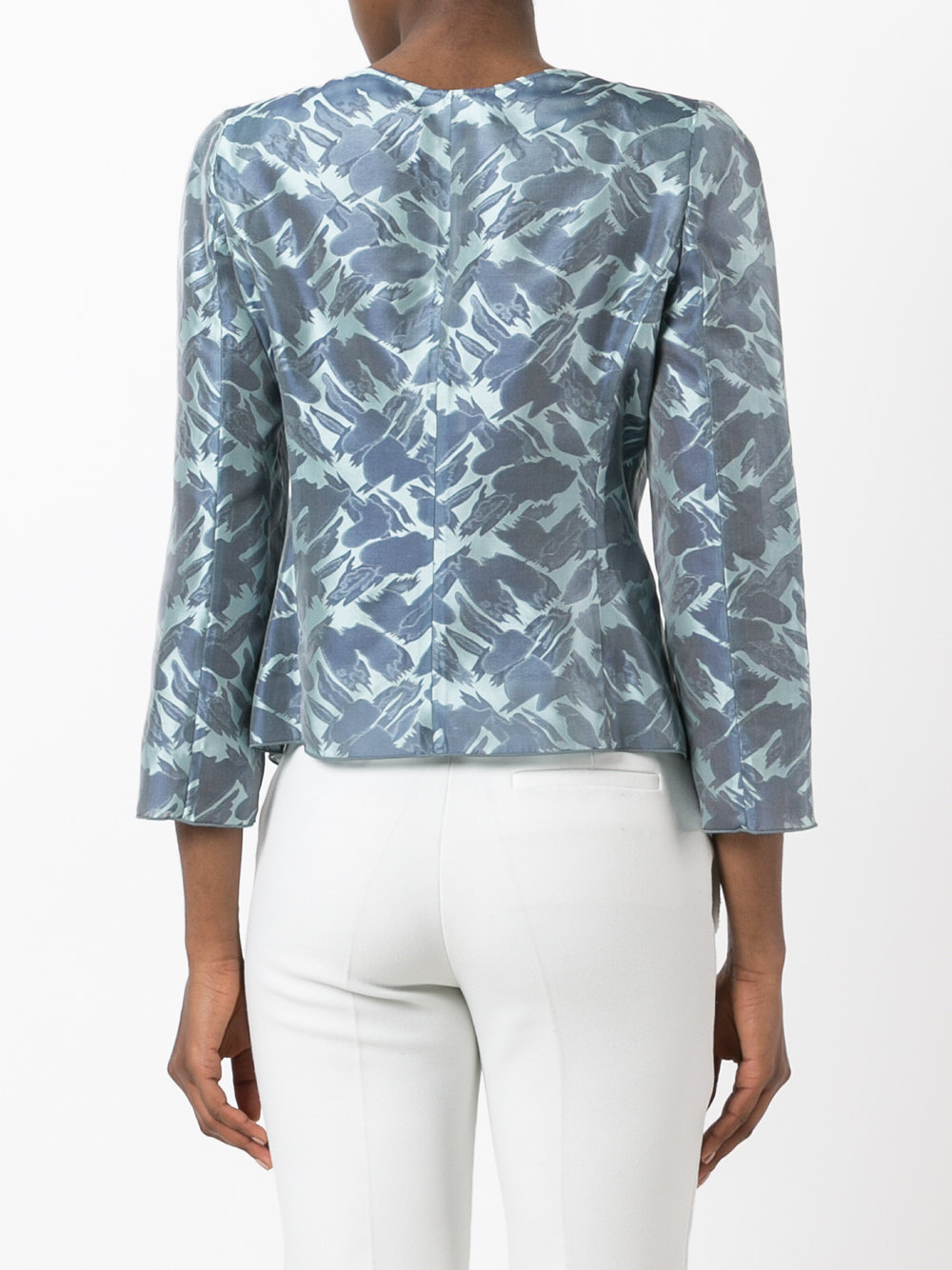 ruched embroidered blazer