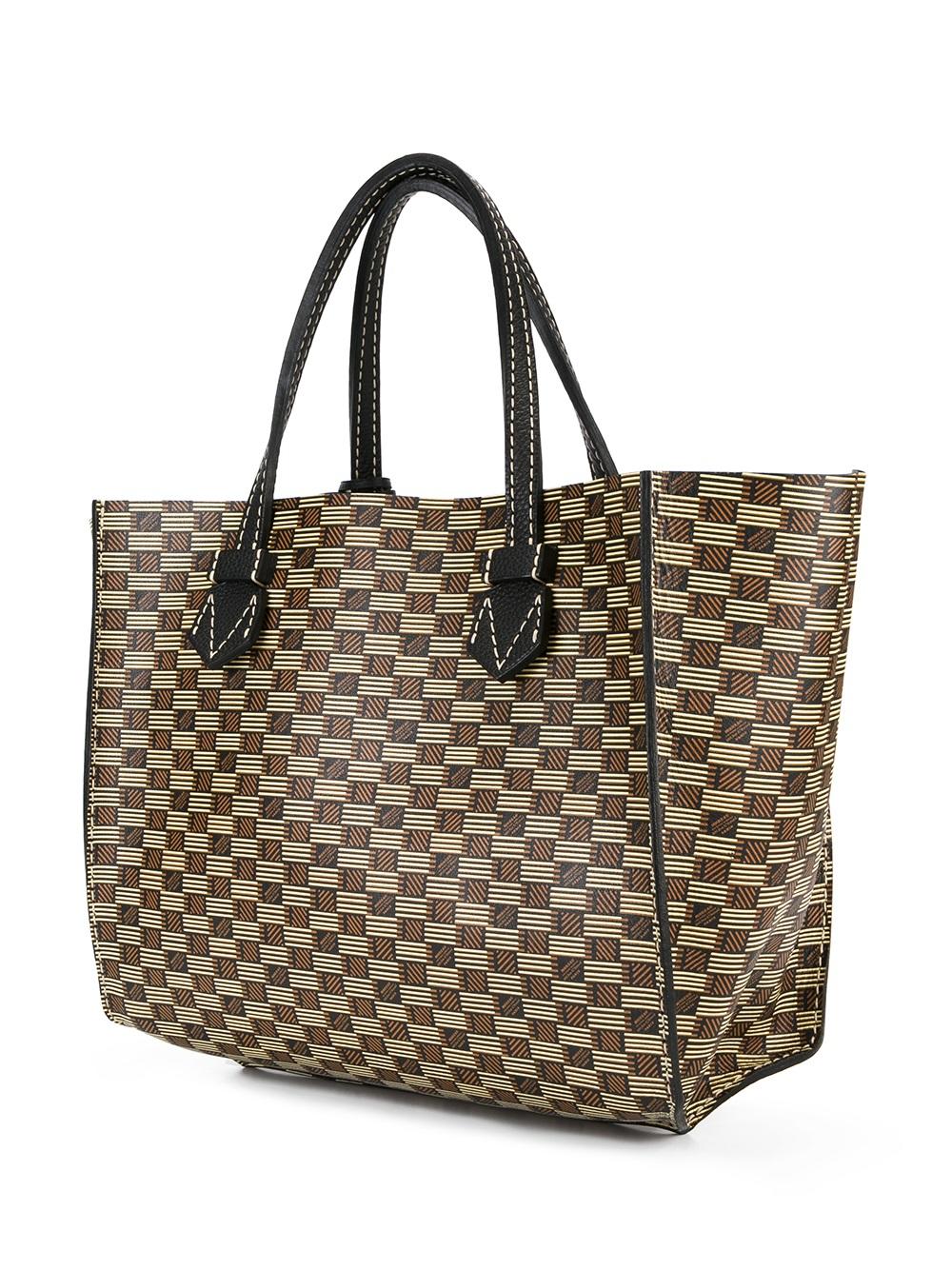 double handles checked tote