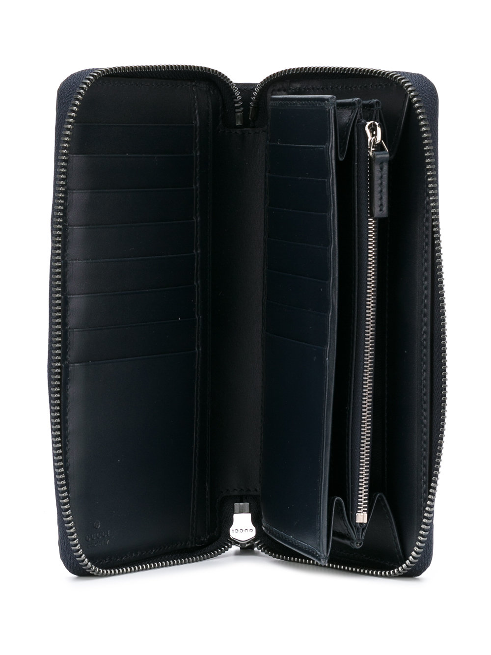signature embossed logo zip-around wallet