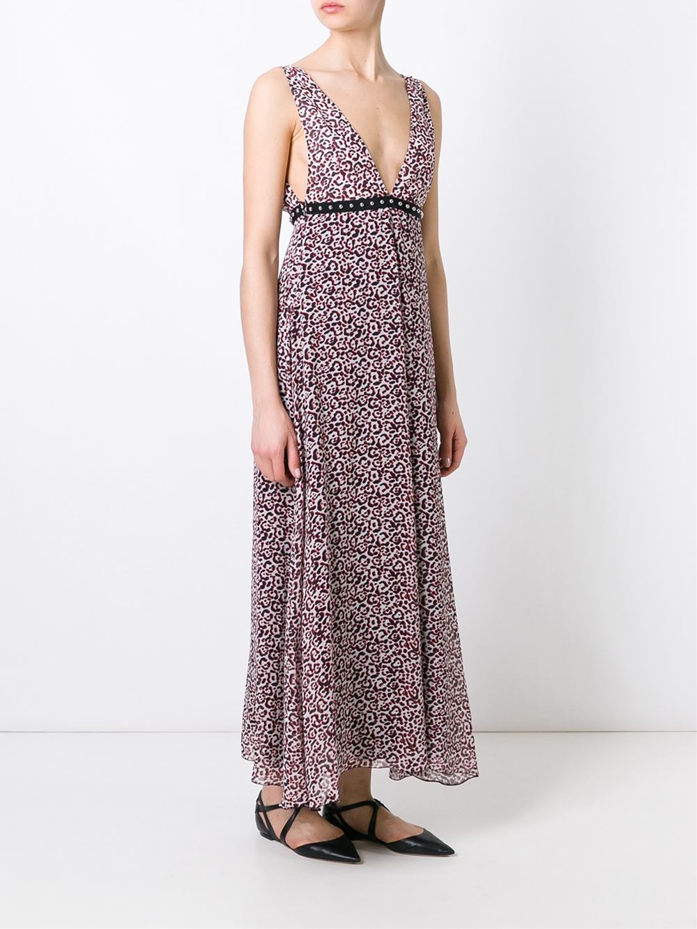 animal print contrast waist dress