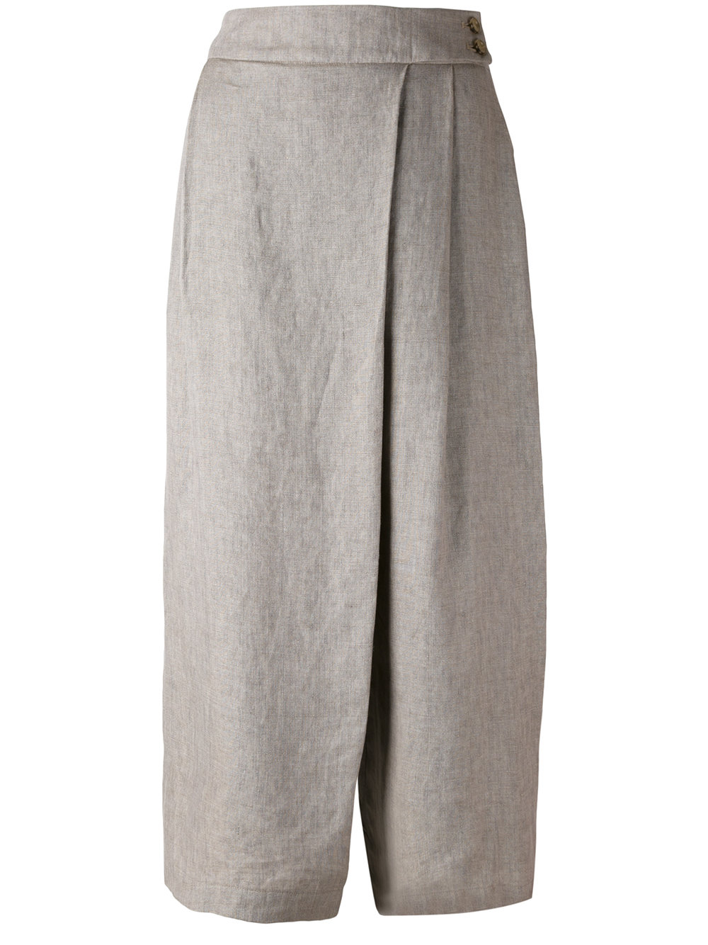 wide legged, asymmetric front pleat trousers