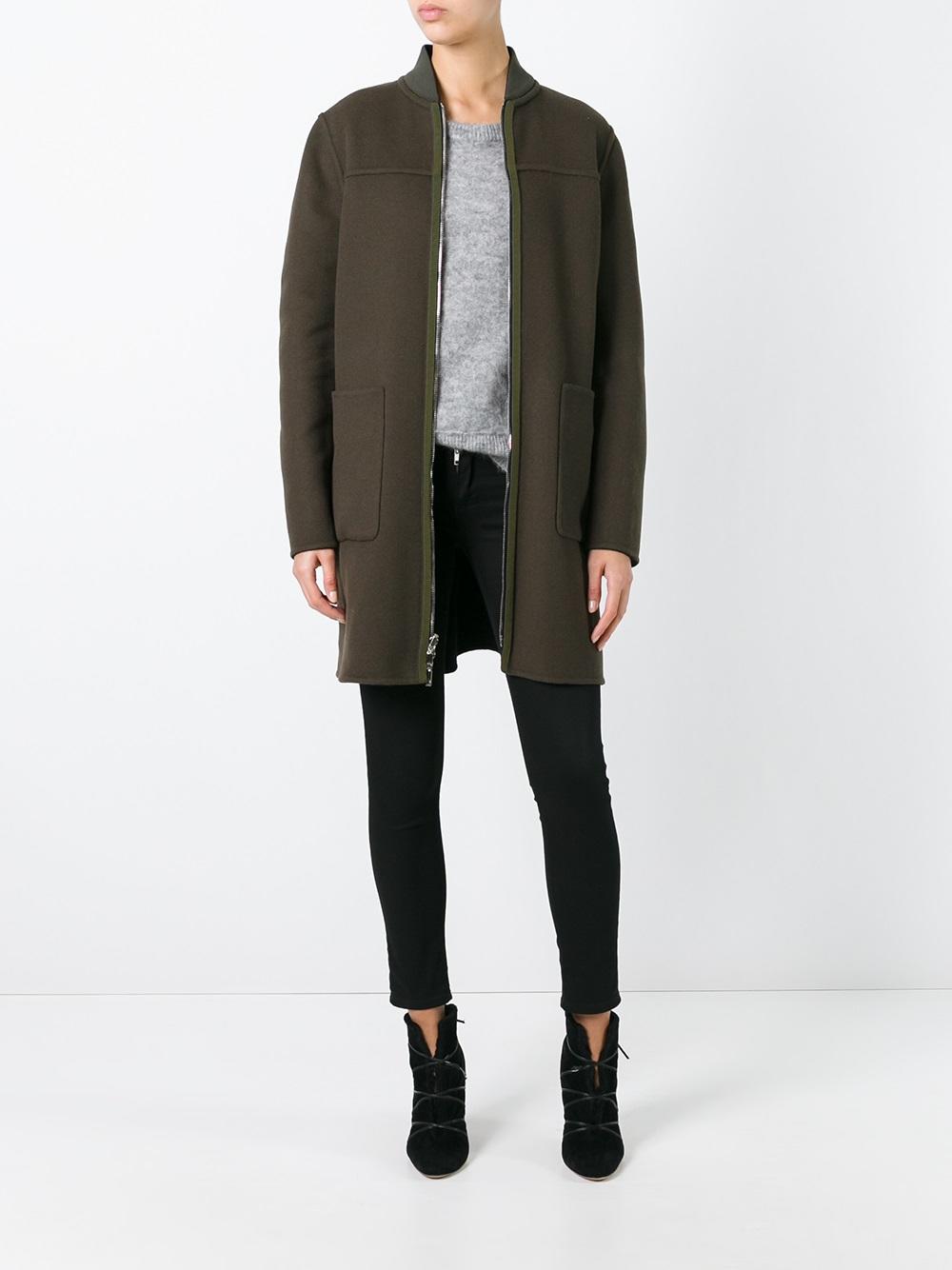 shawl collar zipped coat