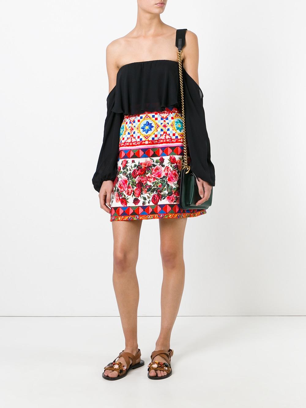 Mambo print A-line skirt