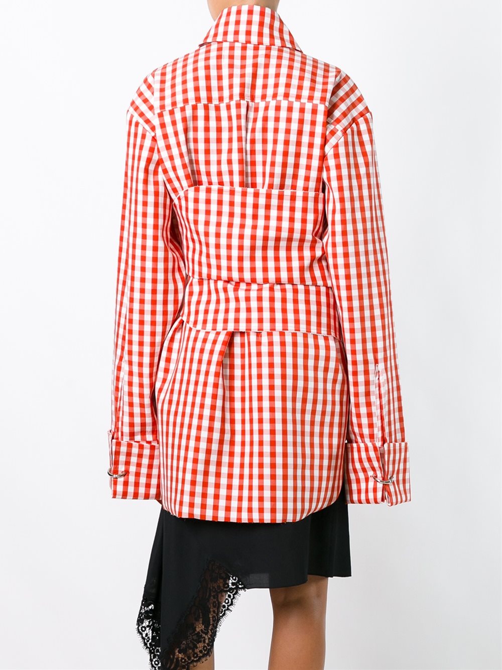 gingham belted jacket