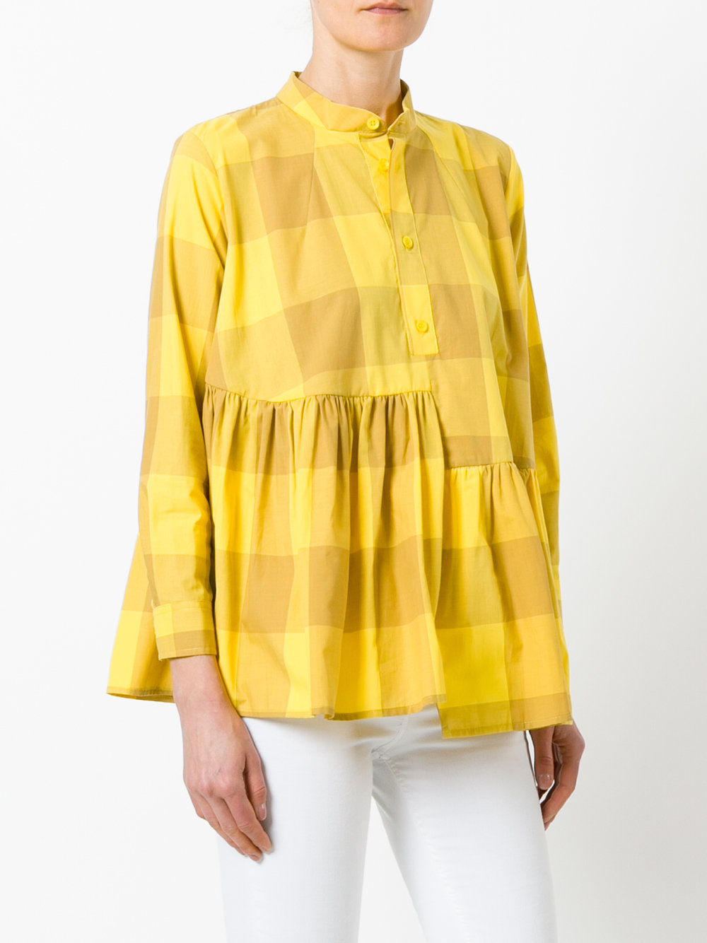 asymmetric checked shirt 