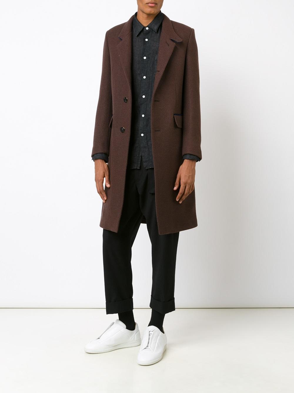 notched lapel mid coat