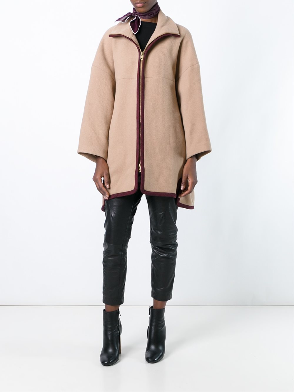 contrast zip coat