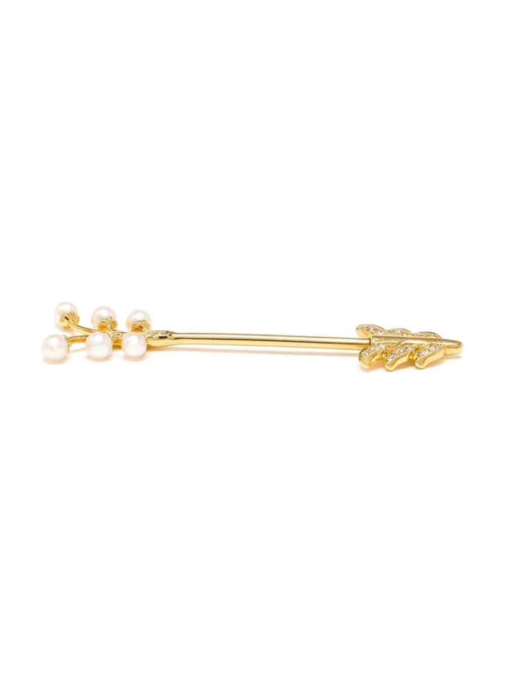 diamond and pearl arrow earring