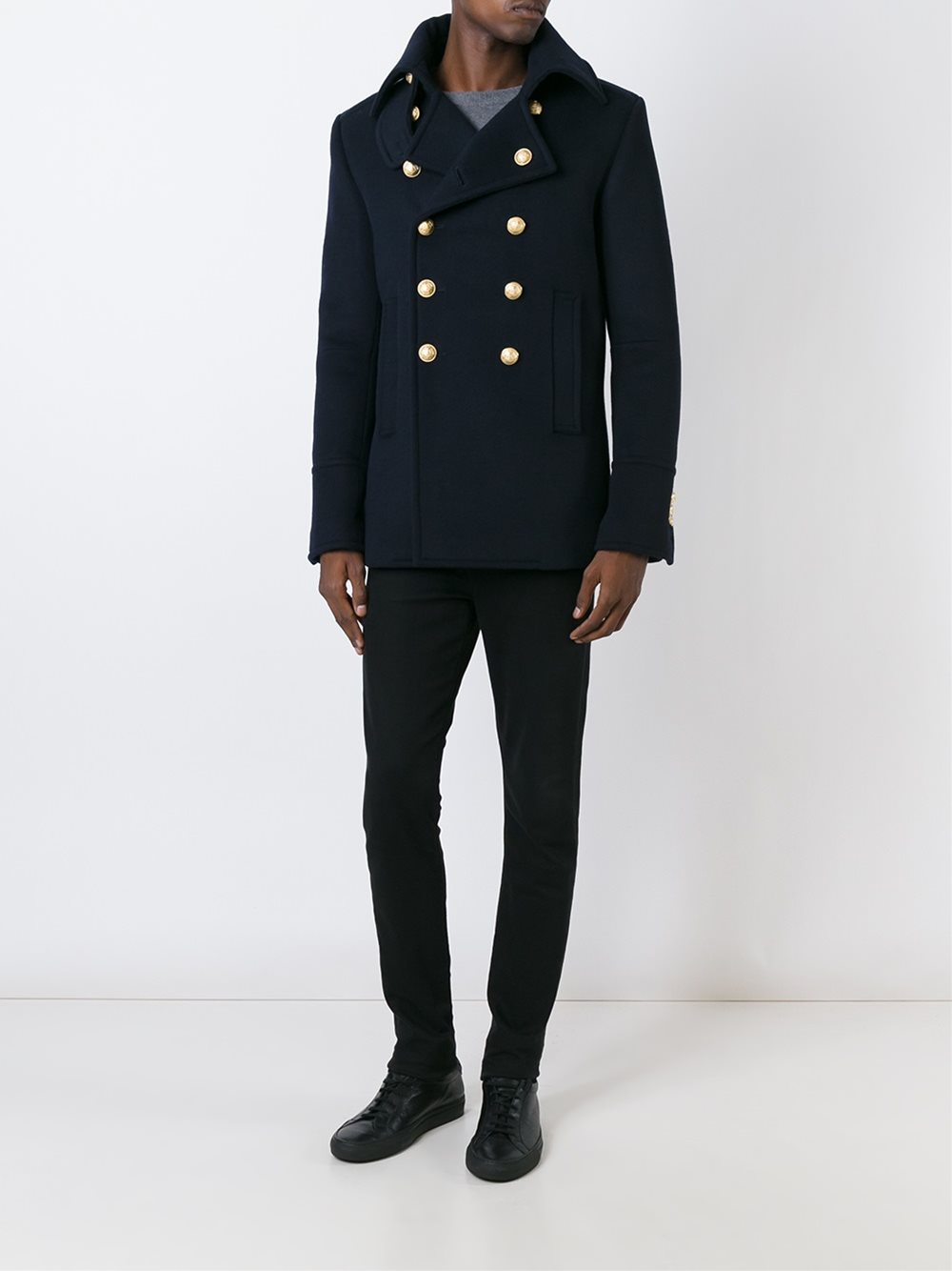 cropped double breasted overcoat