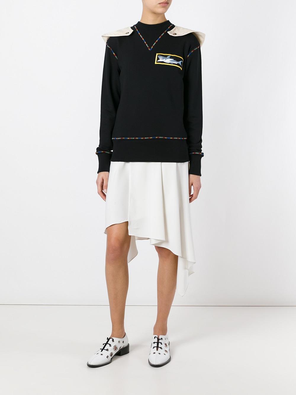 shark patch draped hoodie