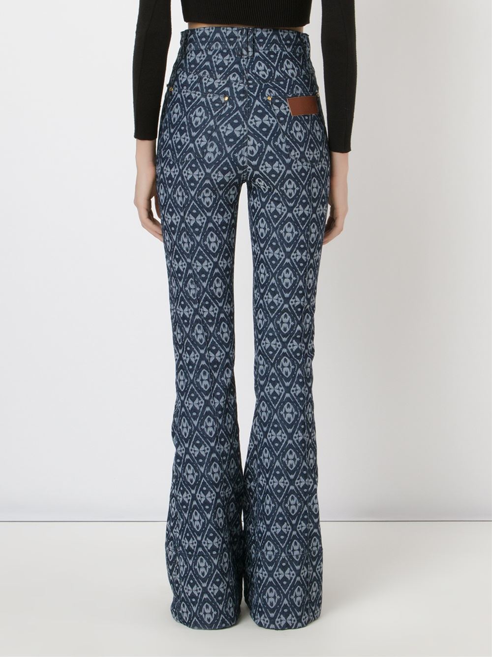 printed high waist flared jeans