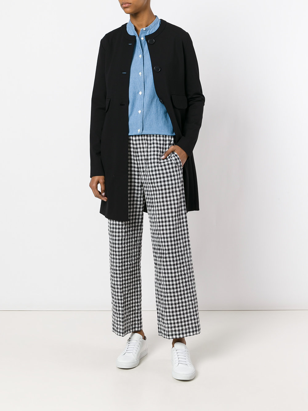 checked cropped trousers