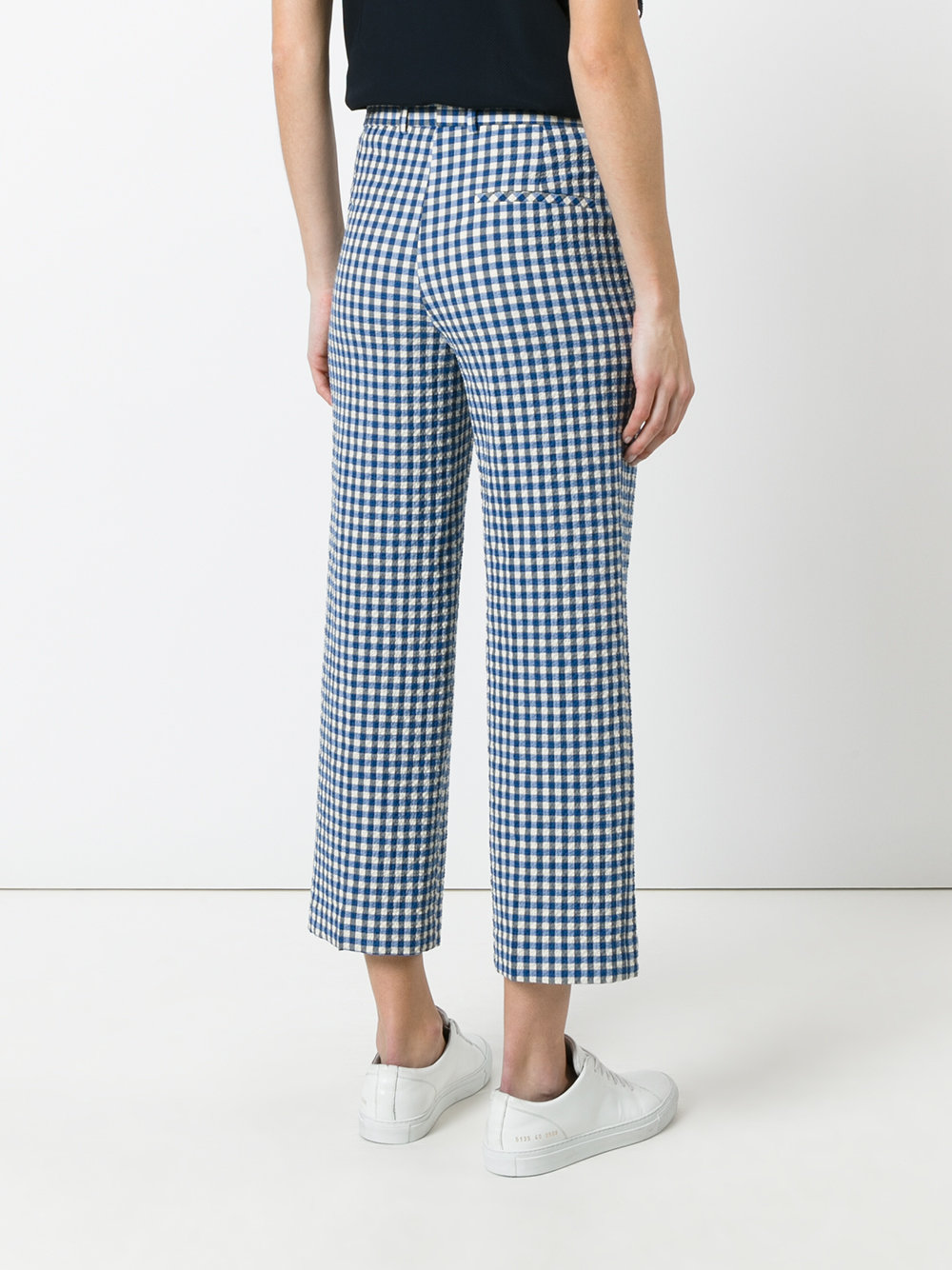 gingham check cropped trousers