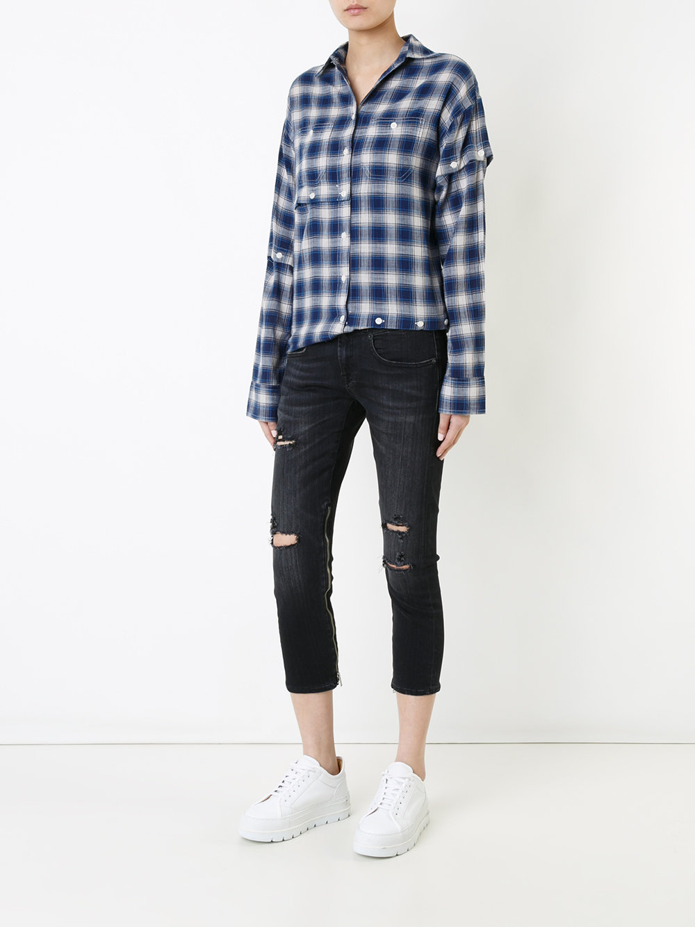 cropped distressed jeans 