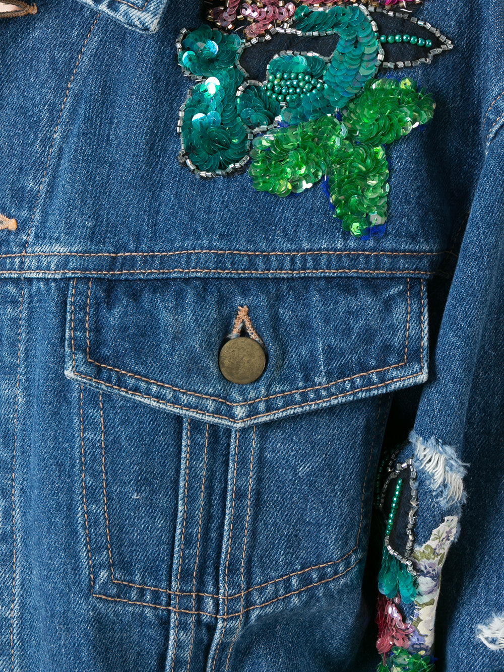 foral patches denim jacket