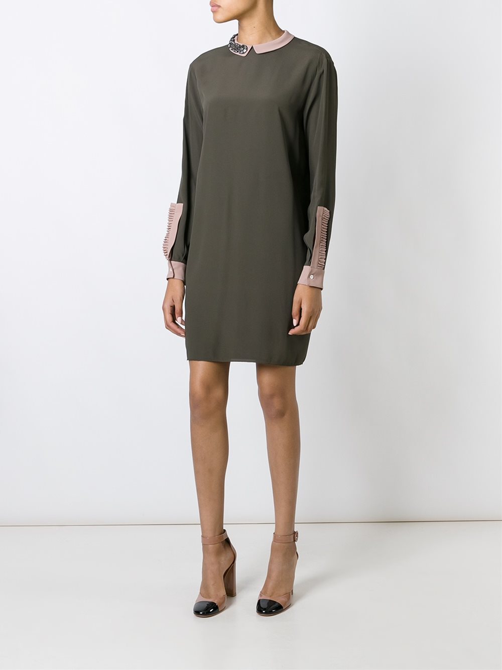 embellished trim shift dress