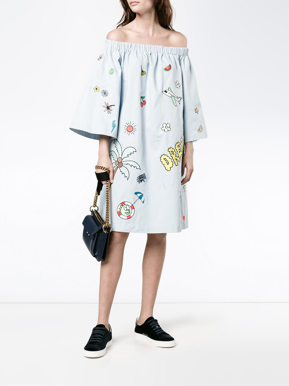 printed off-shoulder dress