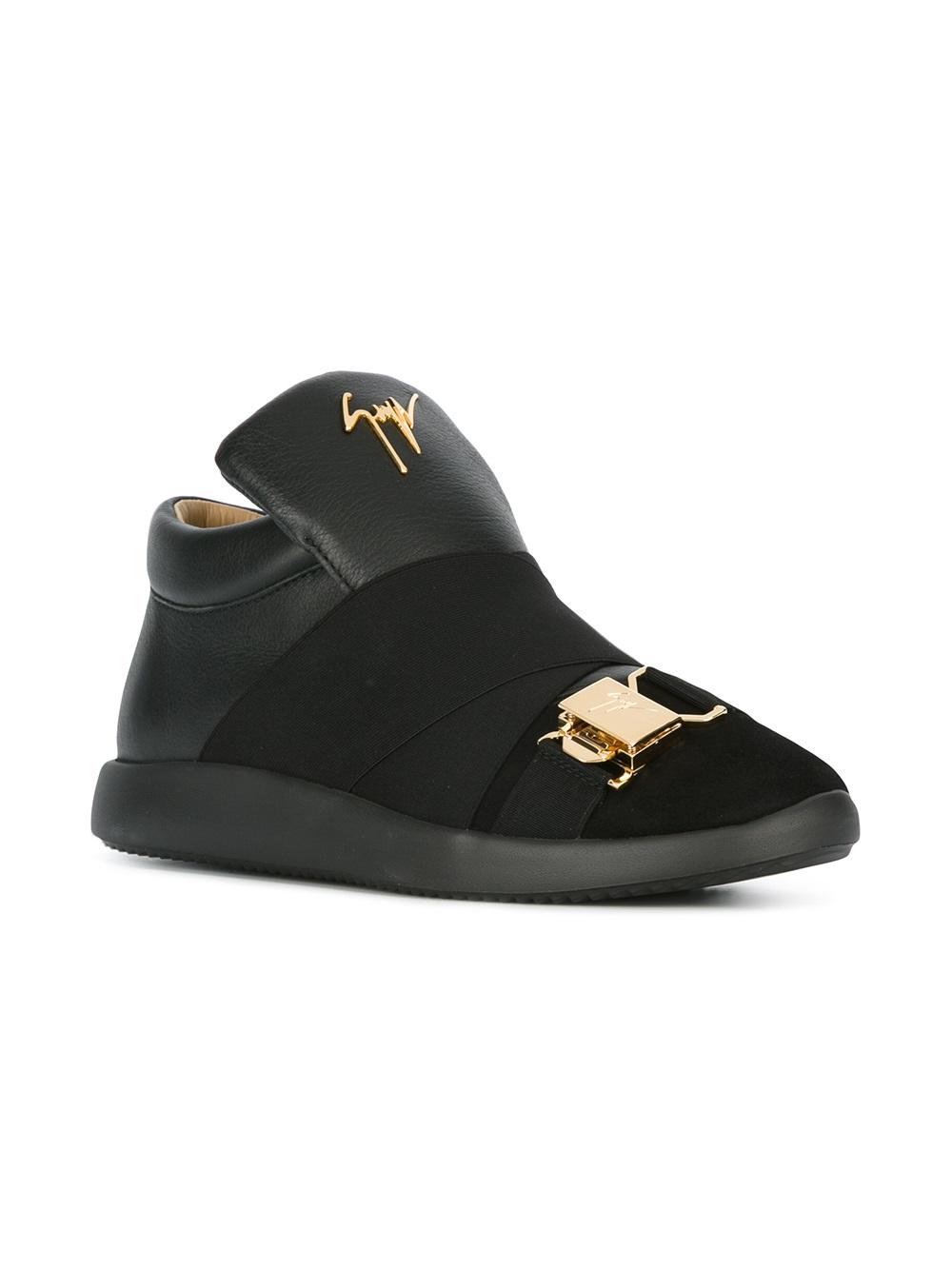 laceless mid-top sneakers
