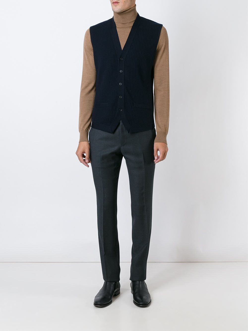 ribbed button down waistcoat