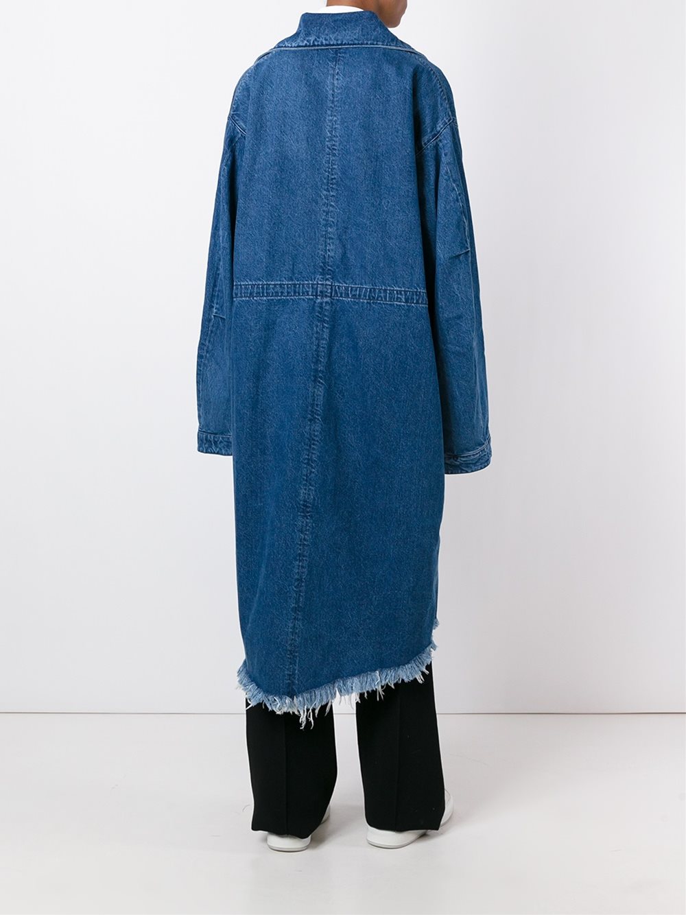 long zipped denim coat