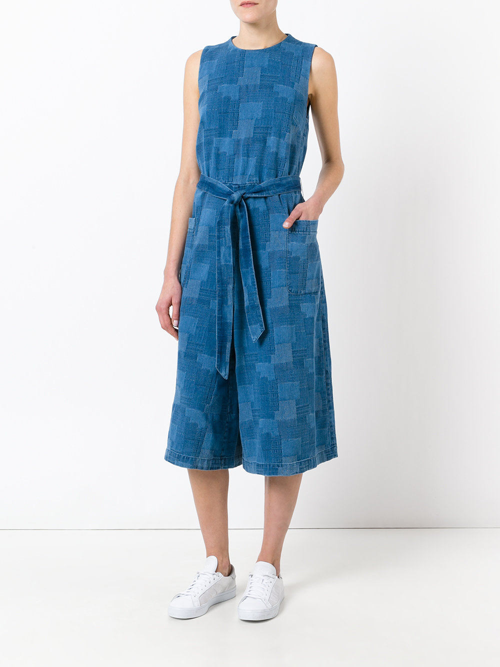 waist-tie cropped jumpsuit