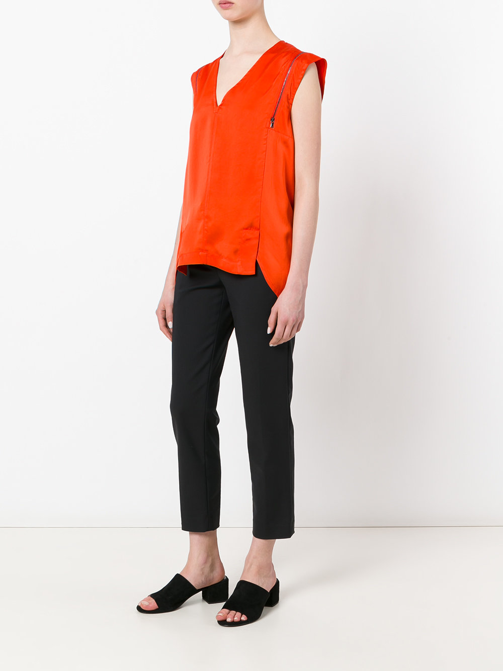 zip detail shift blouse