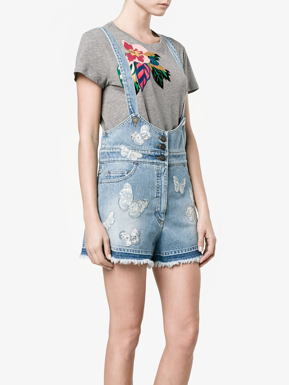 butterfly appliqué dungarees