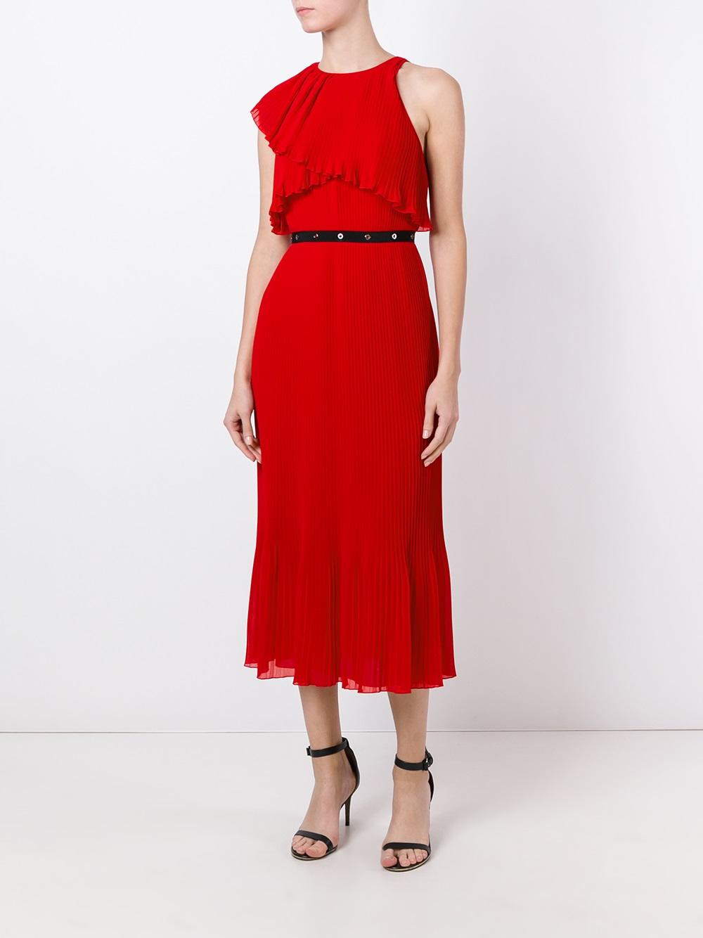 pleated midi dress
