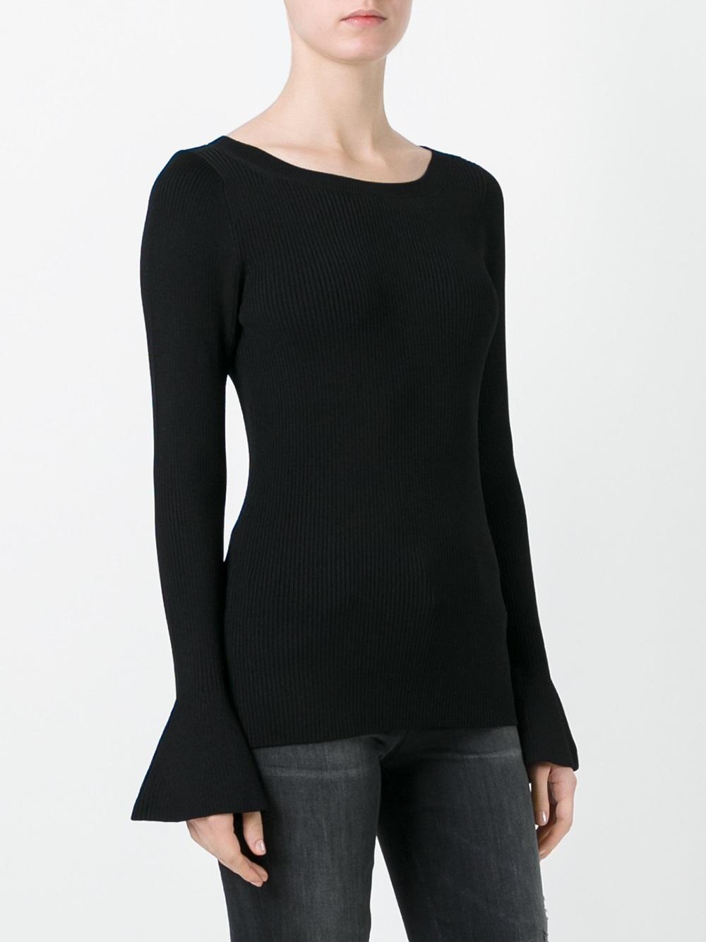 ribbed bell sleeve jumper