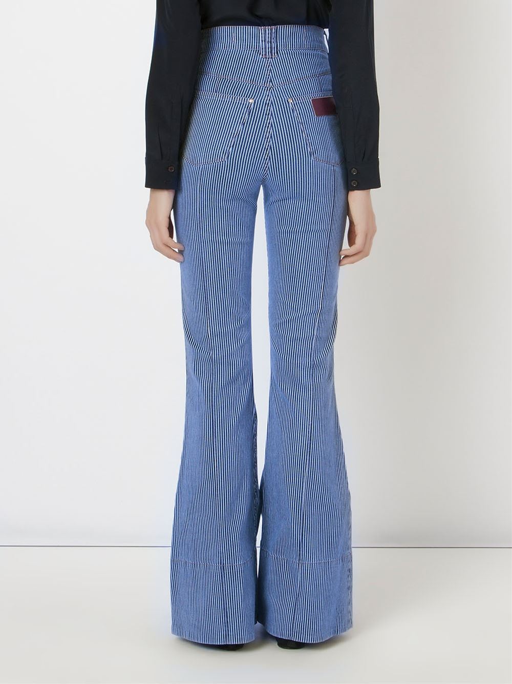 stripped high waist flared jeans