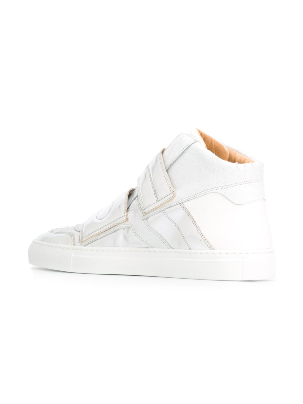 panelled hi-top sneakers