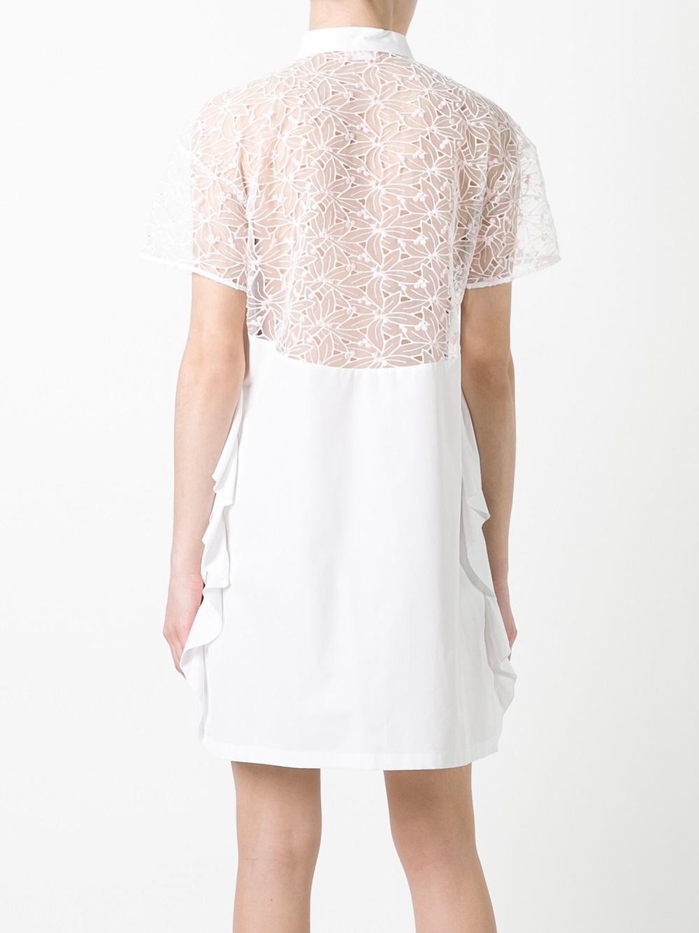 sheer panel shift dress