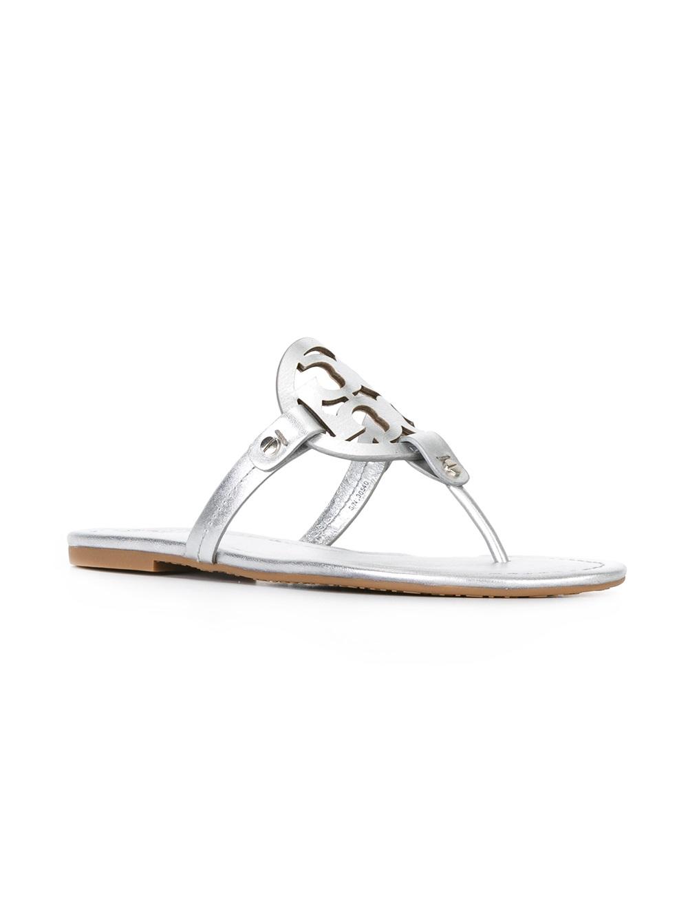 metallic flat sandals