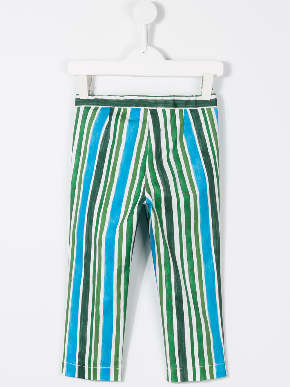 striped print trousers