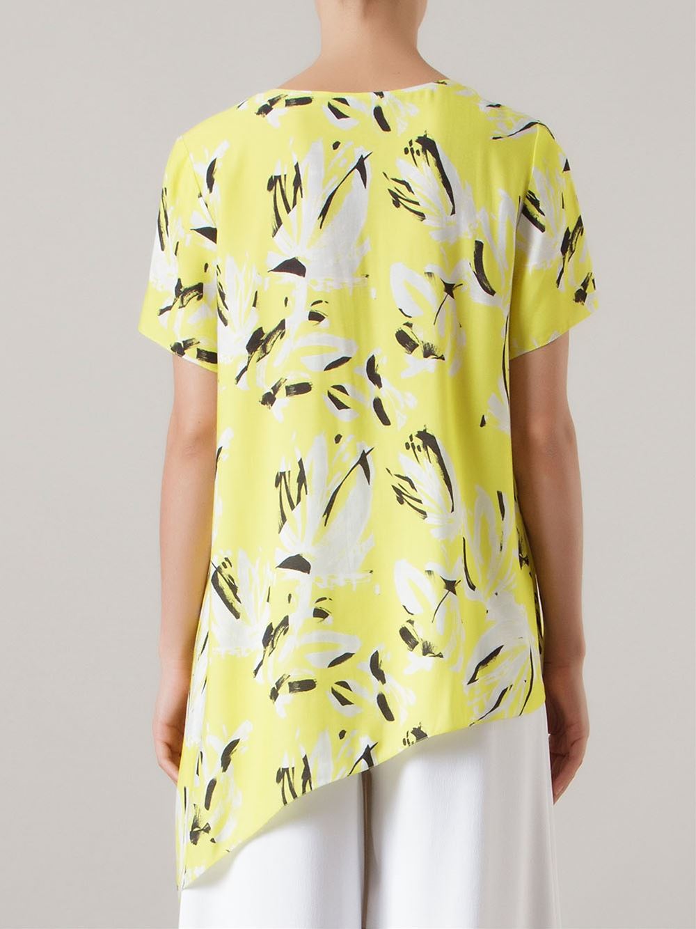 abstract print asymmetric shirt