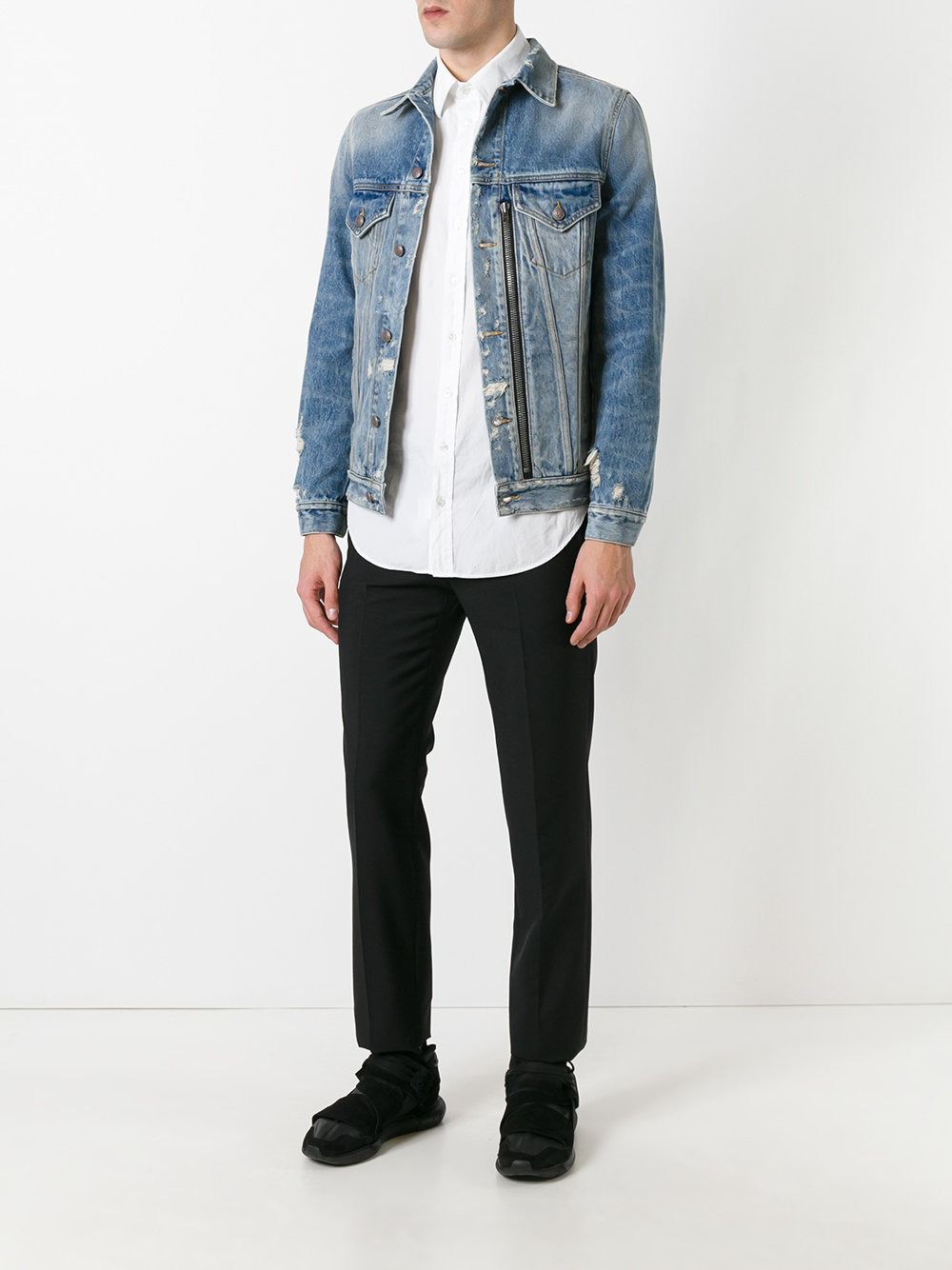 zipped front denim jacket