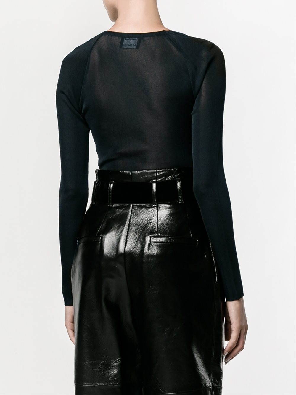 asymmetric neck long sleeve top