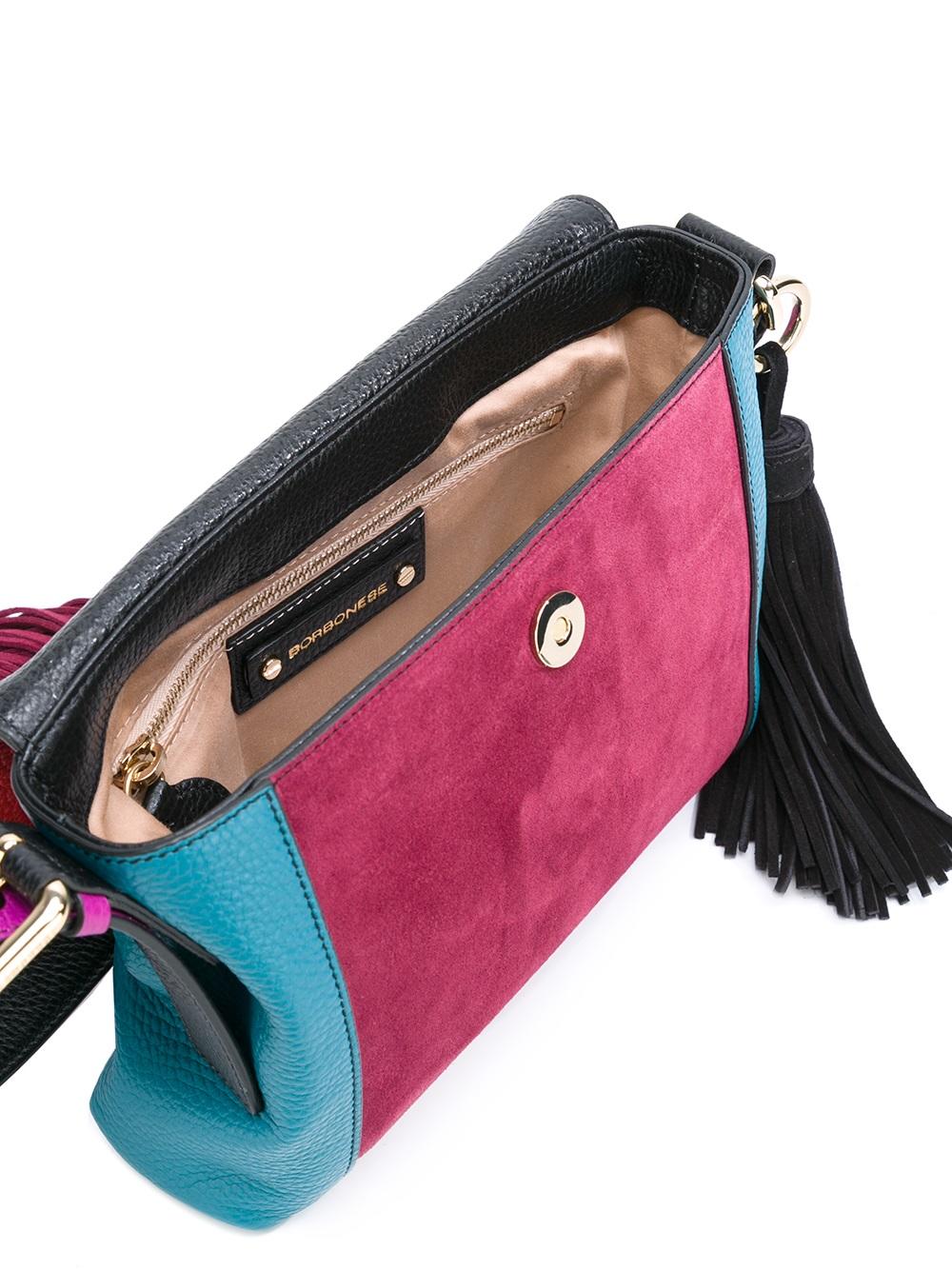 colour block tassel shoulder bag