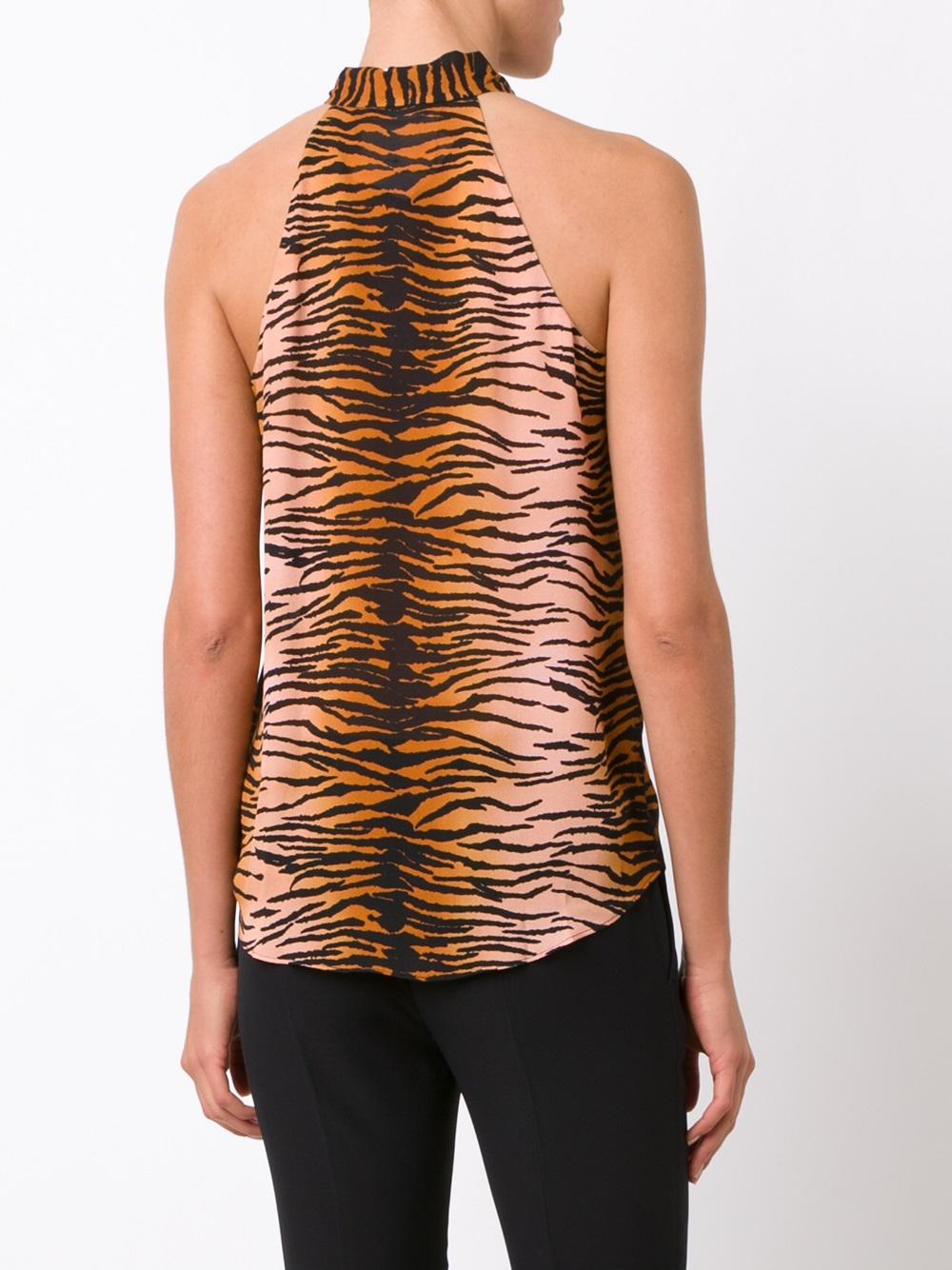 tiger print sleeveless blouse