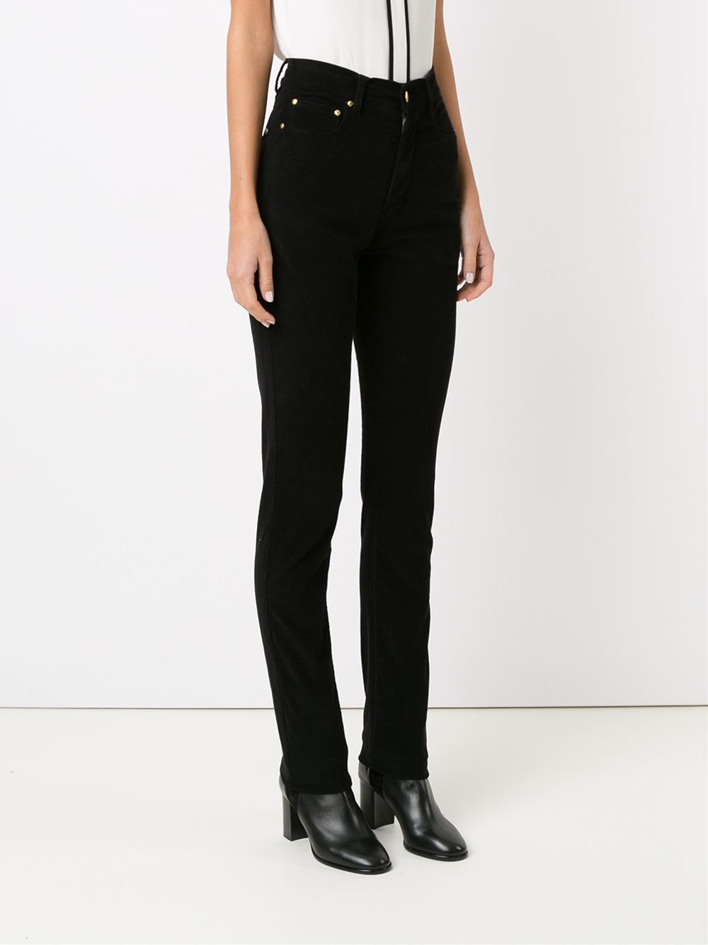 high waist velvet skinny trousers