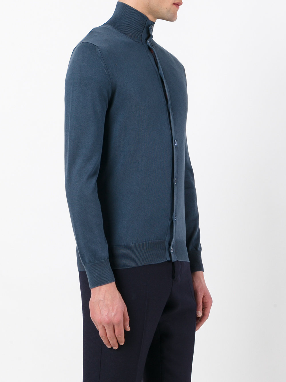 button front stand-up collar cardigan