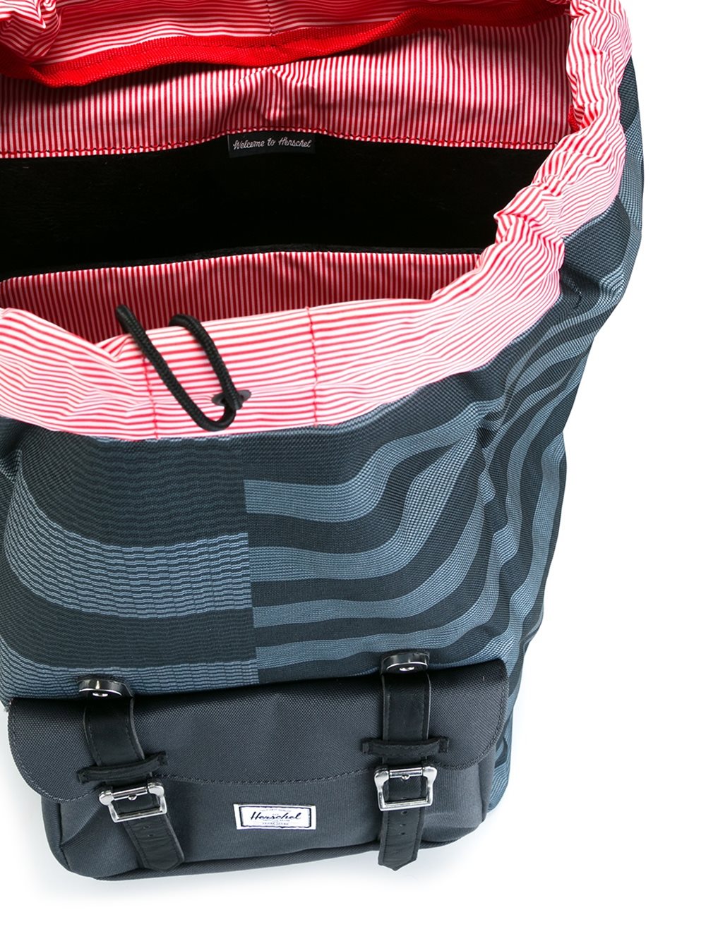 striped buckled backpack