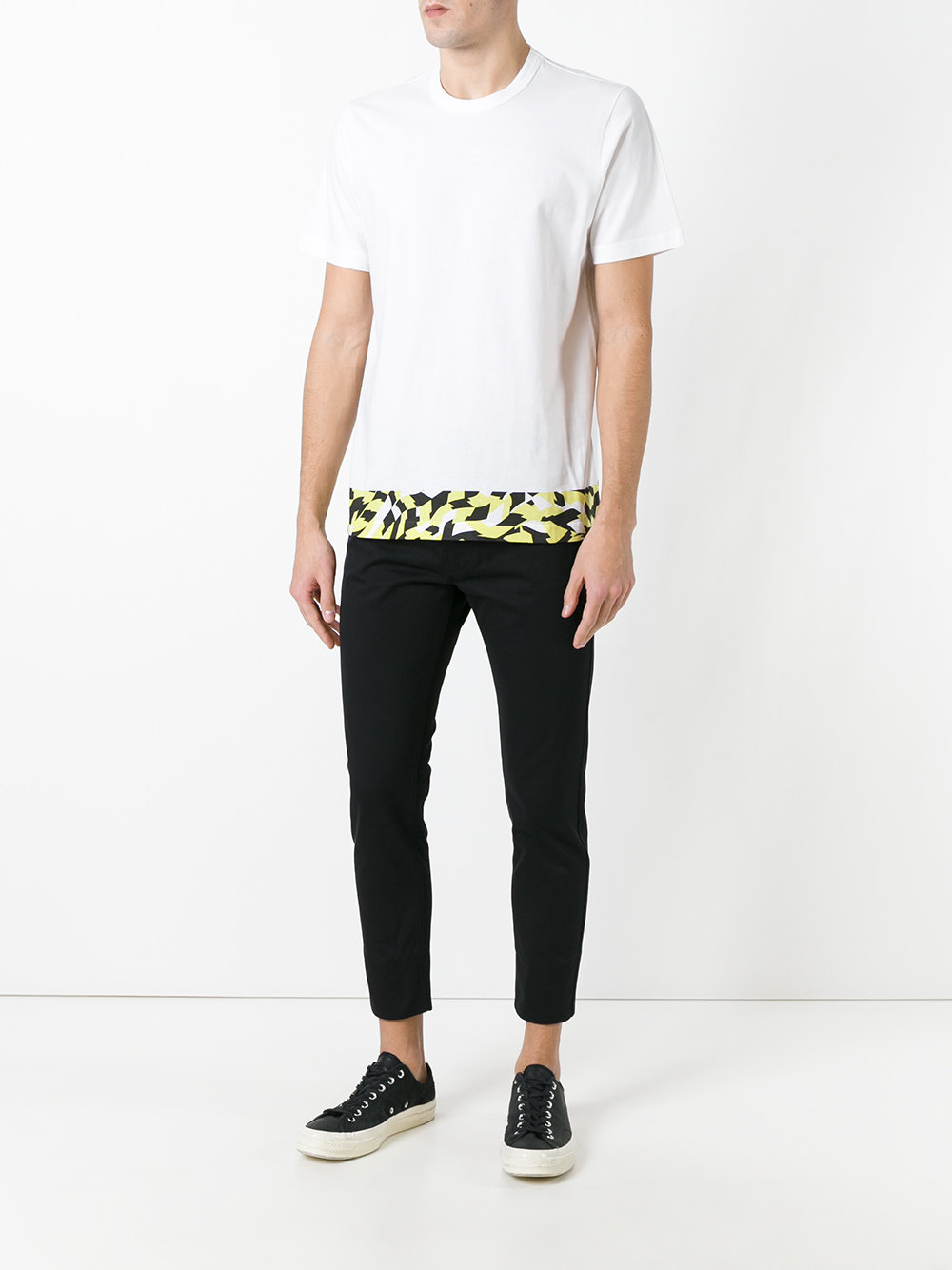 printed trim T-shirt