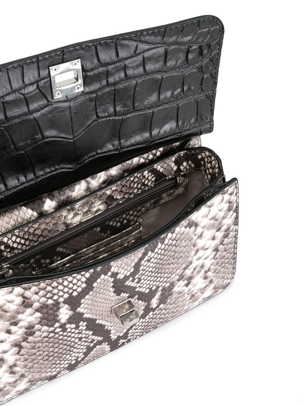 snakeskin print shoulder bag