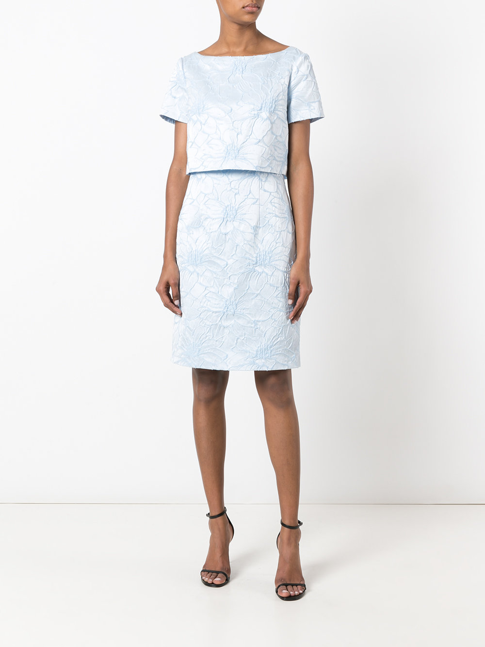 embroidered flowers layered dress