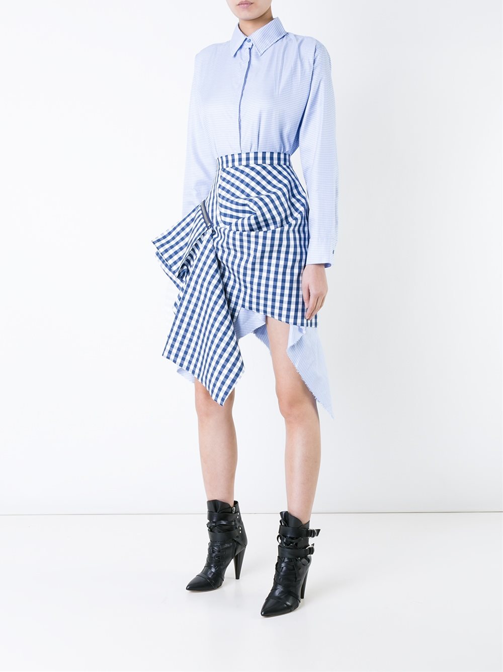 houndstooth print asymmetric shirt