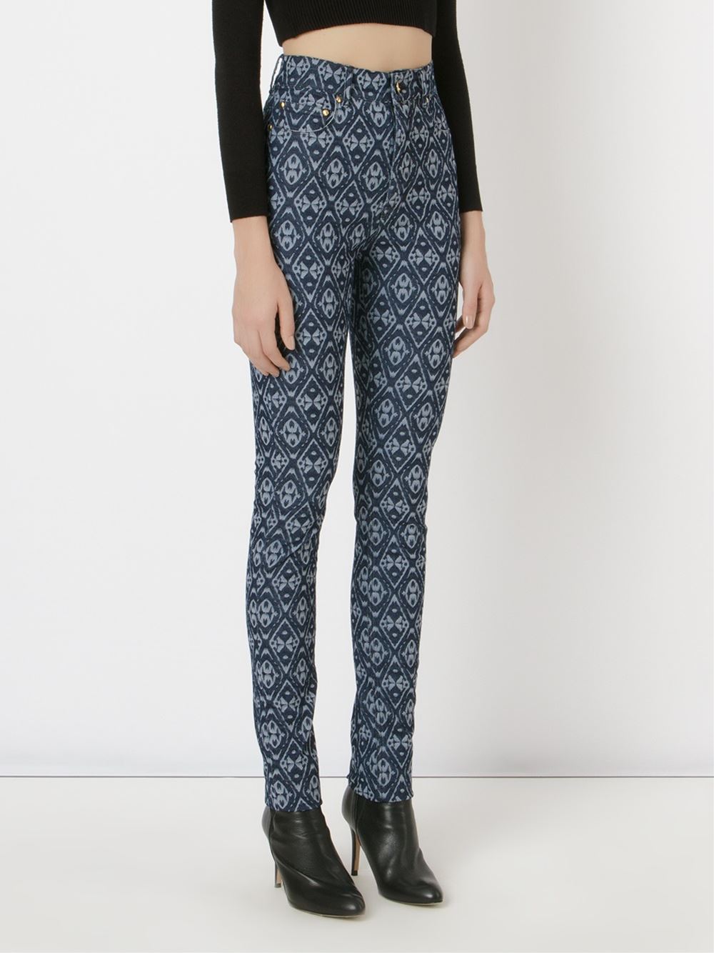 printed high waist skinny jeans